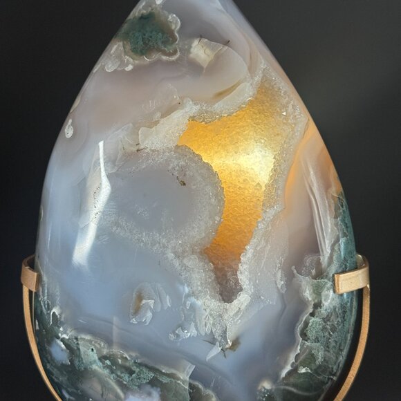 Rare Moss Agate Tear Drop Druzy Crystal 6lbs 5oz Earth Land Water Natural Geode - Picture 12 of 14
